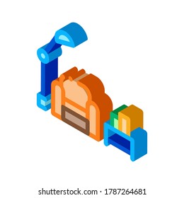 Reading Place with Lamp Icon Vector. Isometric Reading Place with Lamp sign. color isolated symbol illustration