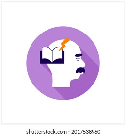 Reading problems flat icon.Difficulties with spelling sounds, concentration. Alzheimer disease. Neurologic disorder concept.Vector illustration