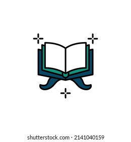 Reading Quran Filled Color Icon - Ramadan and Eid Mubarak Icon Concept Vector Illustration.