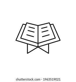 Reading Quran icon in flat black line style, isolated on white background 