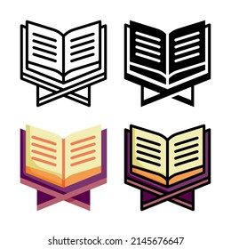 reading quran icon vector illustration logo template for website or mobile app