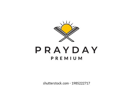 reading Quran at sunset logo symbol vector icon illustration graphic design