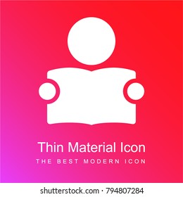 Reading red and pink gradient material white icon minimal design
