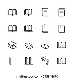 Reading related icon set in line style