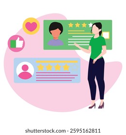 Reading reviews Vector Illustration Which can easily modify or edit


