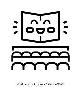 Lesezimmer Buchung in Bibliothek Zeile Symbol Vektorgrafik. Reservierung des Lesesaals in Bibliothekszeichen. isoliertes Kontursymbol