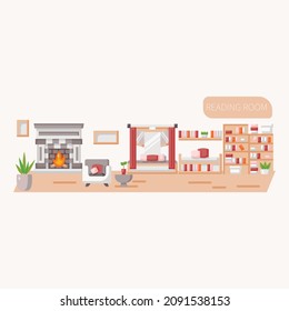 Reading room Flat illustration, vector and symbol