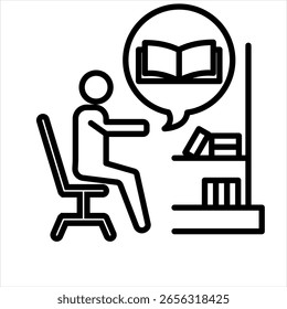 Ilustración vectorial de iconos de contorno de sala de lectura