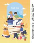 Reading season, people reading books illustration