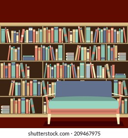 Reading Seat In Front Of A Bookcase