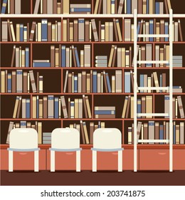 Reading Seat In Front Of A Huge Bookcase 