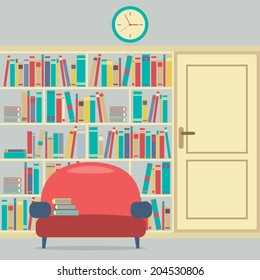 Reading Seat In Front Of A Huge Bookcase