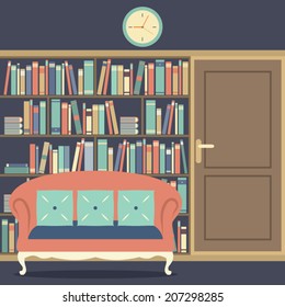 Reading Seat In Front Of A Huge Bookcase