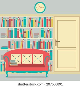 Reading Seat In Front Of A Huge Bookcase