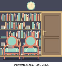 Reading Seat In Front Of A Huge Bookcase