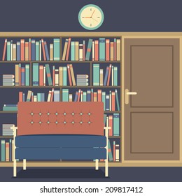 Reading Seat In Front Of A Huge Bookcase