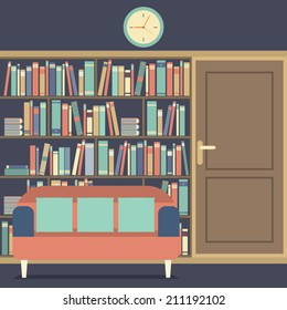 Reading Seat In Front Of A Huge Bookcase