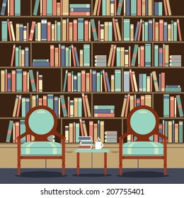 Reading Seats In Front Of A Bookcase