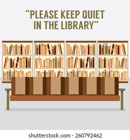 Reading Seats In Front Of A Bookcase With Forbidden Message
