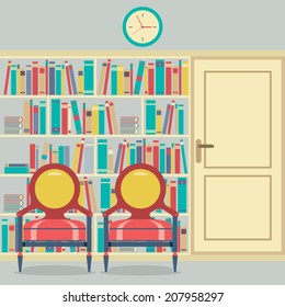 Reading Seats In Front Of A Huge Bookcase