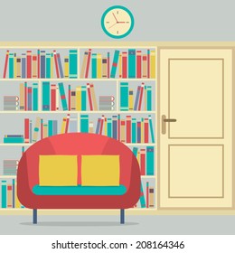 Reading Seats In Front Of A Huge Bookcase