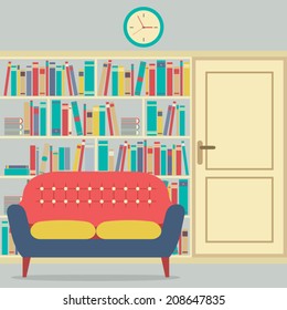 Reading Seats In Front Of A Huge Bookcase