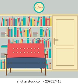 Reading Seats In Front Of A Huge Bookcase