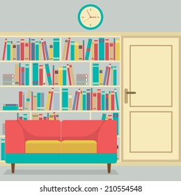Reading Seats In Front Of A Huge Bookcase