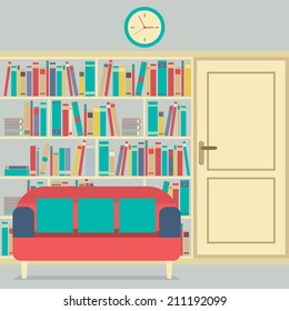 Reading Seats In Front Of A Huge Bookcase