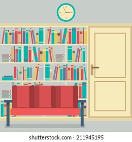 Reading Seats In Front Of A Huge Bookcase
