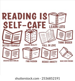 READING IS SELF-CAFE  BOOK T-SHIRT DESIGN