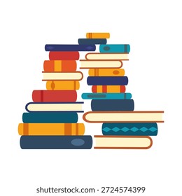 Conjunto de lectura de libros. Para los amantes de la lectura. Pilas, en una pila, libros en el estante. Ilustración vectorial plana de la historieta aislada en el fondo blanco