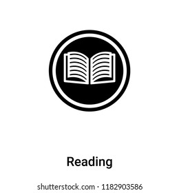 Reading Sign icon vector isolated on white background, logo concept of Reading Sign sign on transparent background, filled black symbol