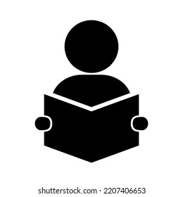 Reading silhouette icon. A person reading. Vector.