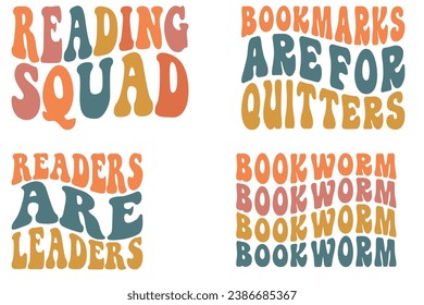 Reading Squad, Bookmarks Are for Quitters, Readers Are Leaders, Book Worm retro wavy T-shirt