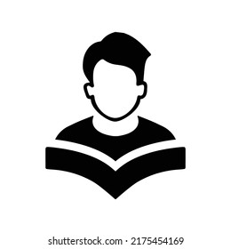 Reading, student, study icon. Black vector graphics.