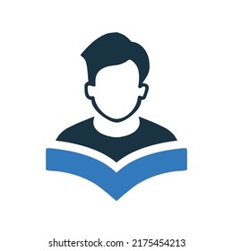 Reading, student, study icon. Editable vector logo.