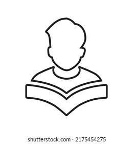 Reading, student, study outline icon. Line art vector.