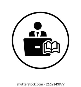 Leer, estudiar, icono en línea. Ilustración del vector negro.