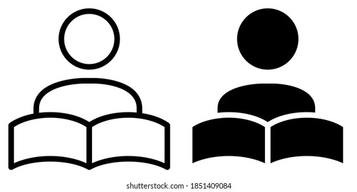 Reading, studying Activity Symbol. Student Learning in Outline and Glyph Icon