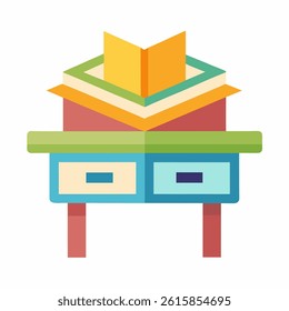 reading table colorful icon on white background