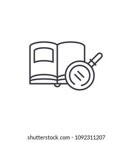 Reading textbooks linear icon concept. Reading textbooks line vector sign, symbol, illustration.