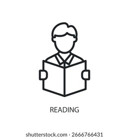 Lendo ícones de vetor de linha fina.