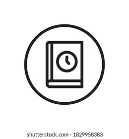 Reading (Time and Date) icon outline vector. isolated on white background