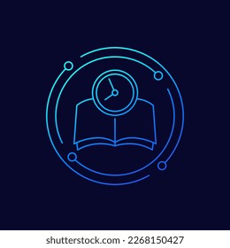 reading time icon with a book, linear design