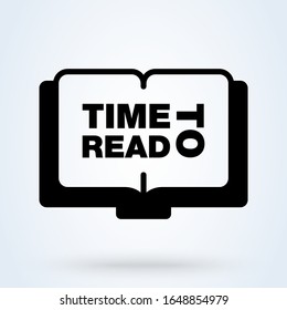 Reading time icon. Book symbol. Study plan, education, library symbols. Learning, school agenda illustration.