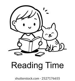 Reading time icon in drawing style 