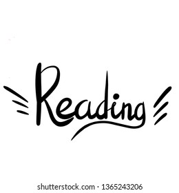 Reading Time Lettering on white abstract background.  Inspiring phrasevector lettering. Motivating handwritten quote, slogan.T shirt design