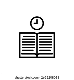 Reading time outline icon. book black line illustration.