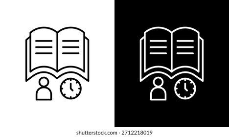 Tempo de Leitura Contorno Branco Ícone Definir Design